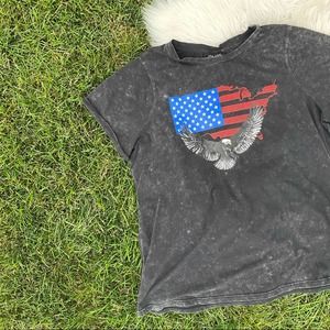 City Chic distressed t-shirt Eagle USA flag large